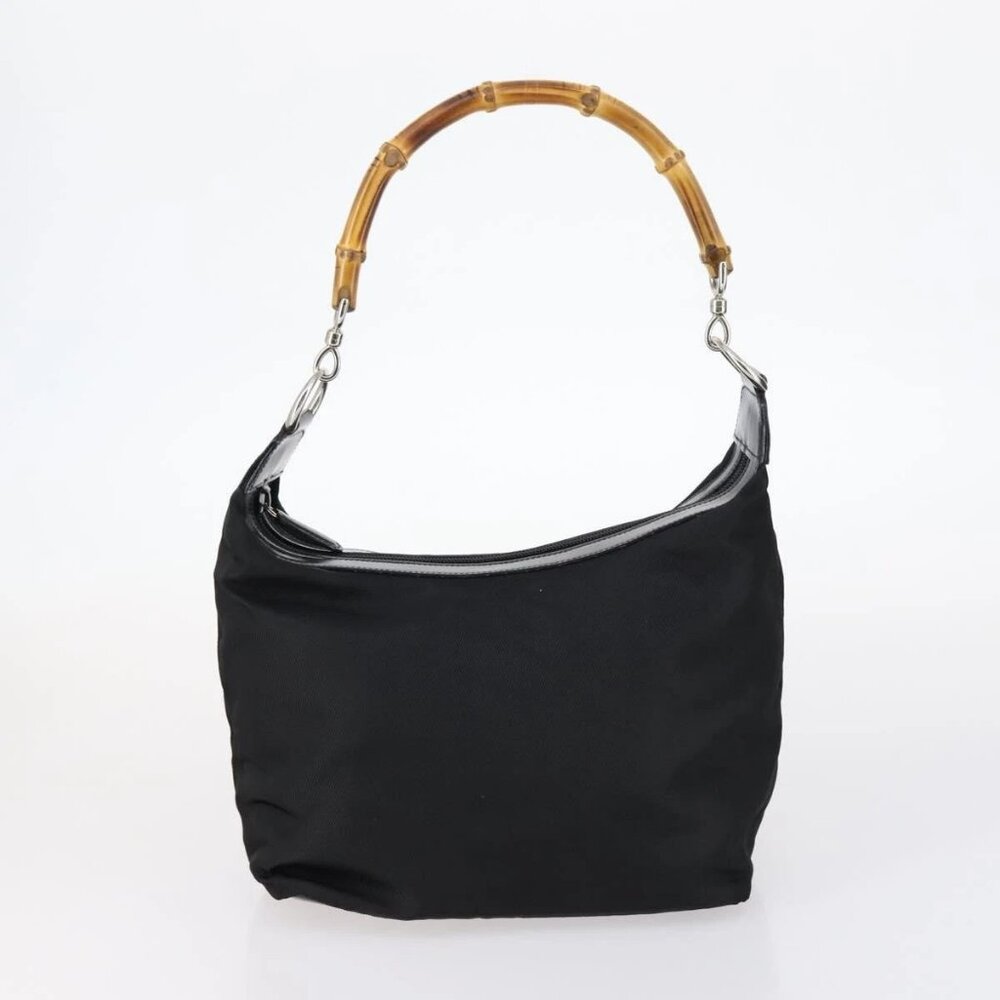 GUCCI Bamboo Jackie Shoulder Bag Nylon 6 Set Black Auth bs29393 - Picture 6 of 16
